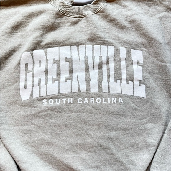 Greenville South Carolina Cream Crew Neck Sweater GVL Soft Champion Size Large - Picture 6 of 9